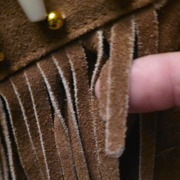 Embroidered Brown Leather Jacket with Blue Details - Picture 12 of 13